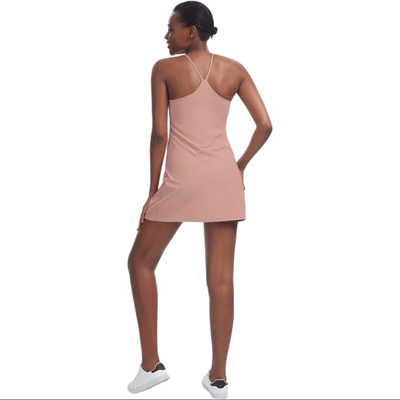 Women's Workout Dress, Sleeveless Built-in with Bra & Shorts Pocket - Picture 2 of 3